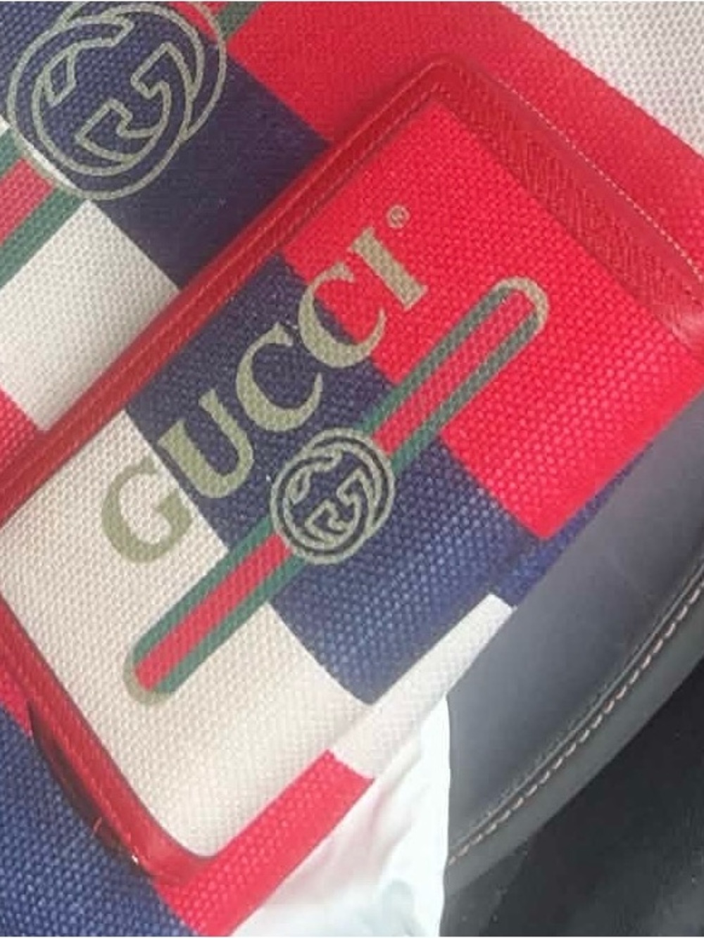 Gucci Tricolor Canvas Zip Pouch with Green Web Stripe - Picture 3 of 3